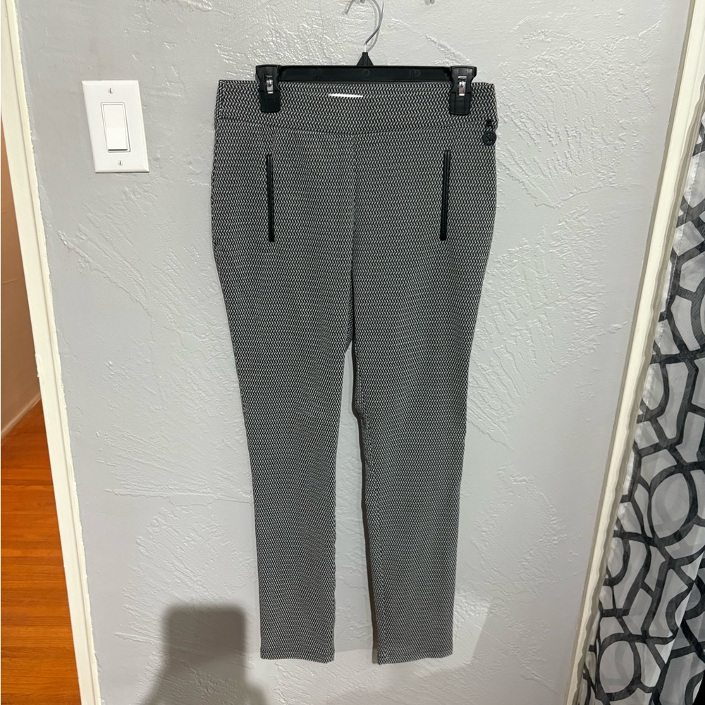 Calvin Klein Black and White Houndstooth Pull-on Pants